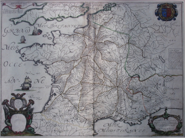 Carte des relais de poste en France (1632)